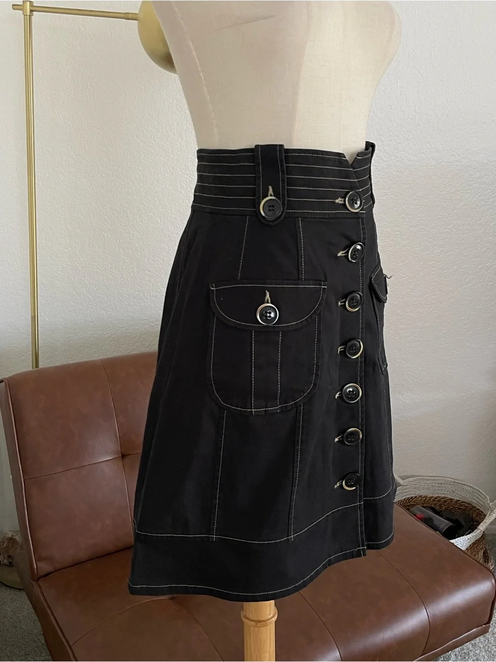 Nanette Lepore Office Siren Casual Buttoned Skirt - Picture 3 of 8